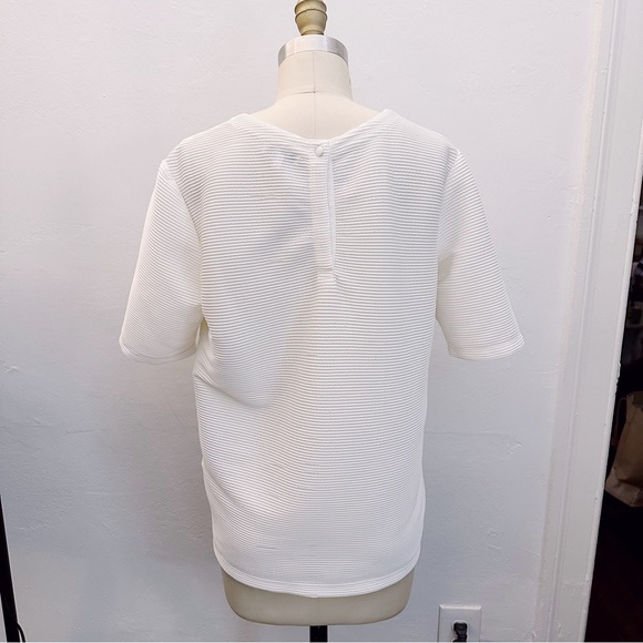 Reiss Ribbed Short Sleeve Blouse Top Ivory - Picture 2 of 6